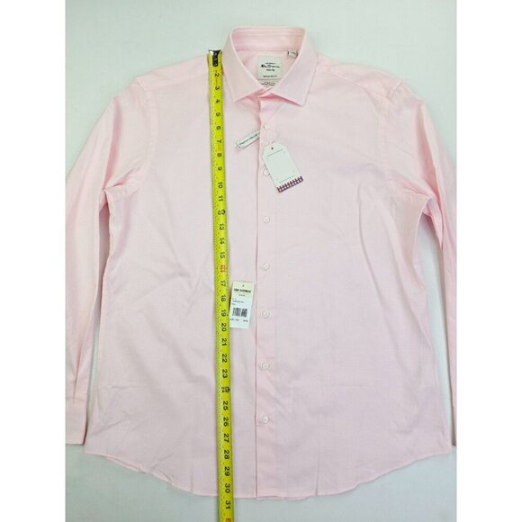 Ben Sherman 16.5 34-35 Tailored Slim Stretch Spread Collar Pink Cotton Shirt NWT - Picture 6 of 11
